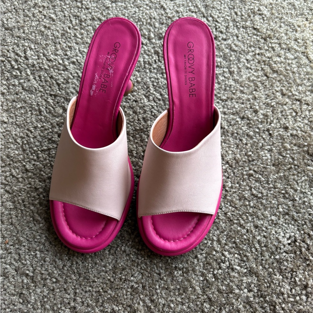 Pink and Cream Women's Sandals